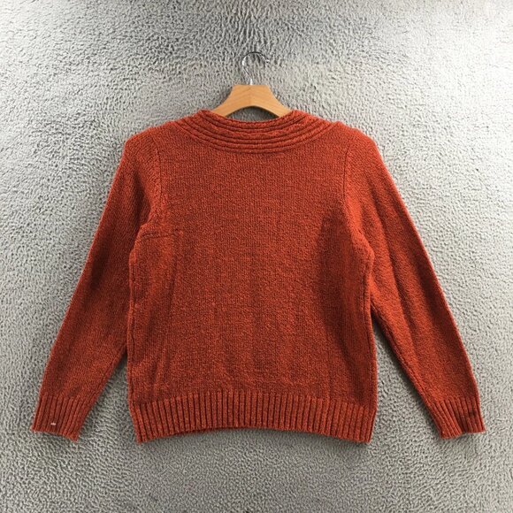 Carolyn Taylor Women's Pullover Sweater, Orange Batwing Sleeve, V-Neck Casual Kn - Picture 8 of 10